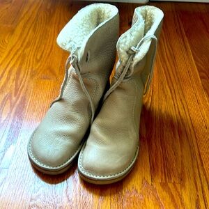Duckfeet Arhus Cream Leather Shearling Sheep Wool Lined Boots sz 40